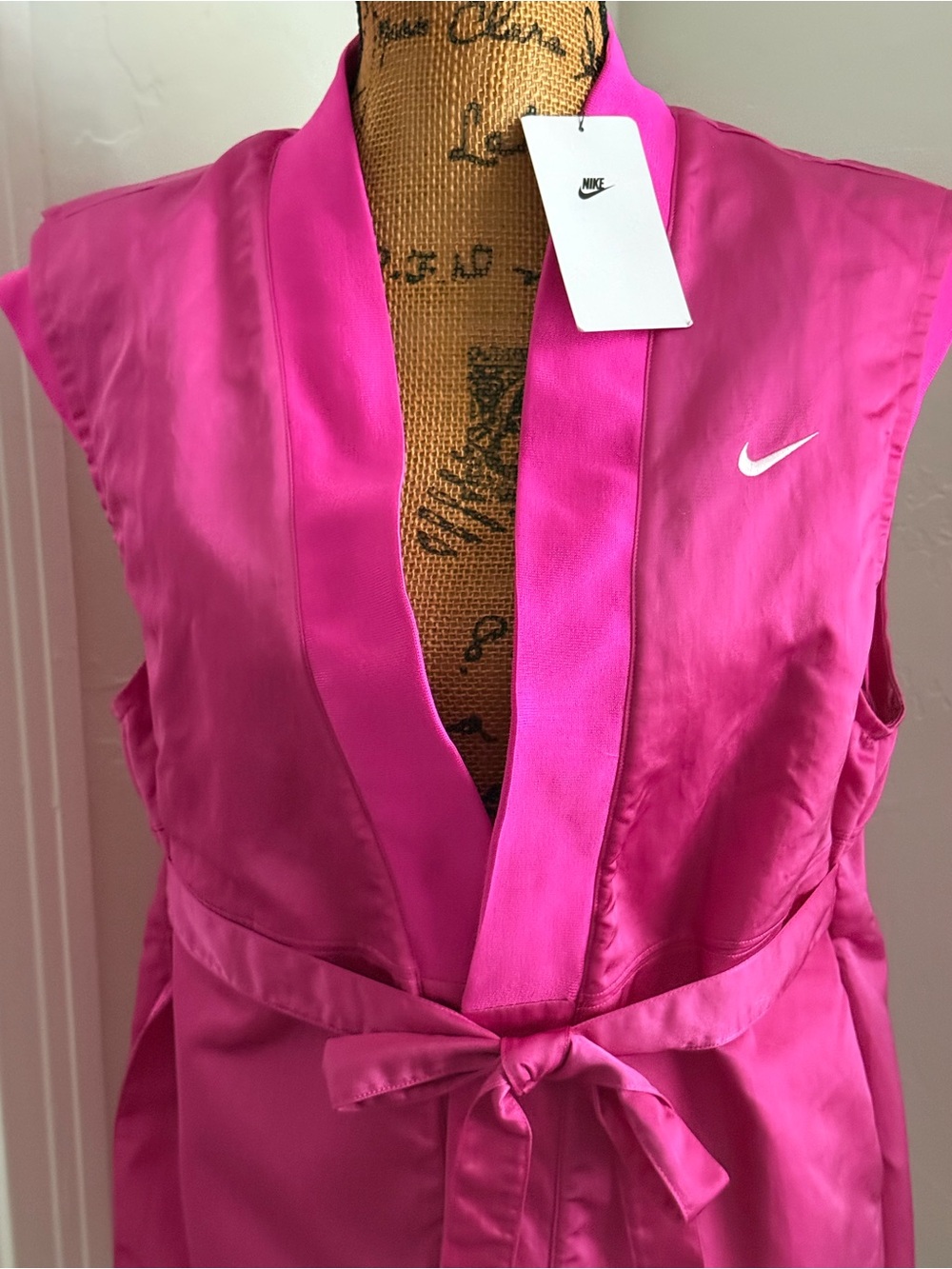 Nike Hot Pink Satin Tie-Waist Sleeveless Vest